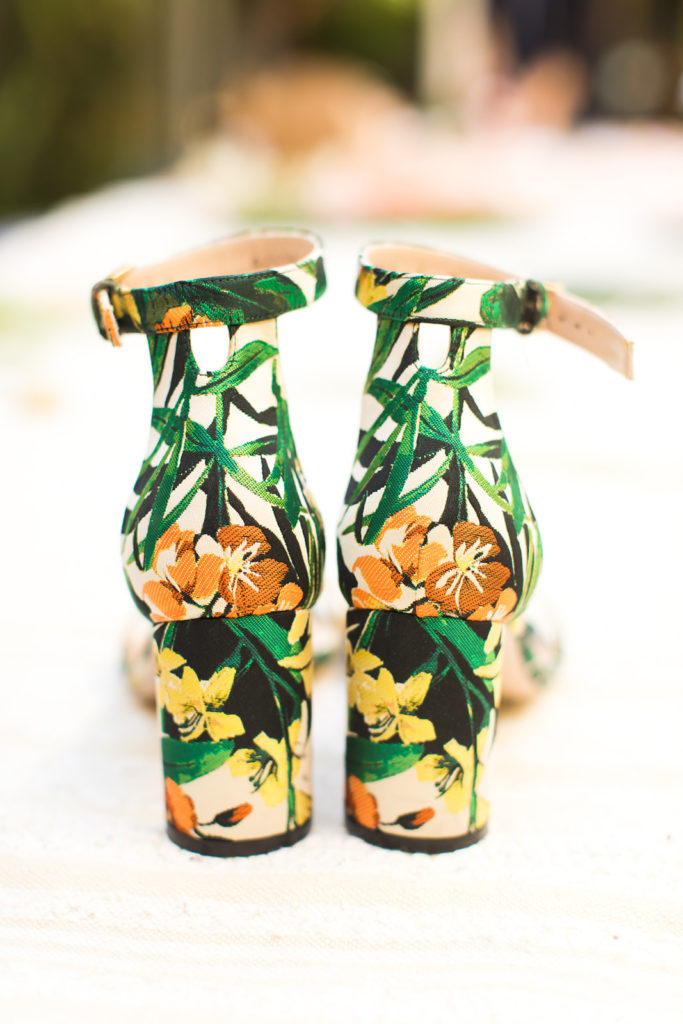 unique tropical floral heels for bride